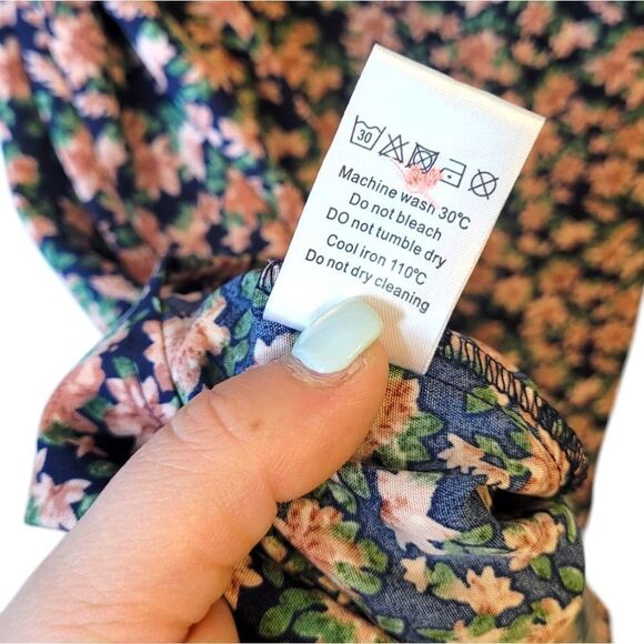 Allegra K Women's Navy Floral Collared Shirt Dress Size L NWT - Picture 7 of 7